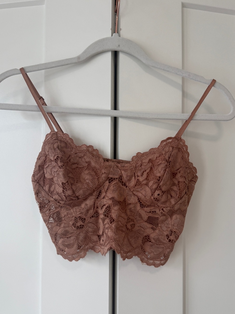 Zara Lace Cropped Bralette in Dusty Rose